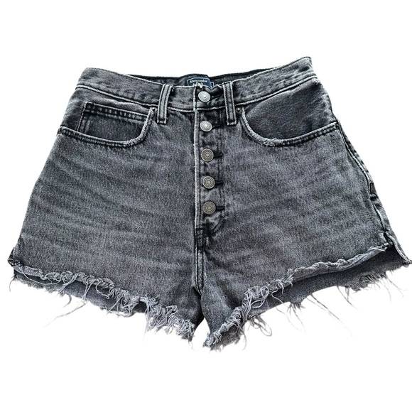 Abercrombie & Fitch 26 / 2 Black Wash Button Fly Jean Shorts Natural Rise Button - Picture 1 of 5